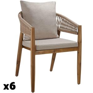 Lot de 6 chaises de jardin au design corde housses déperlan…