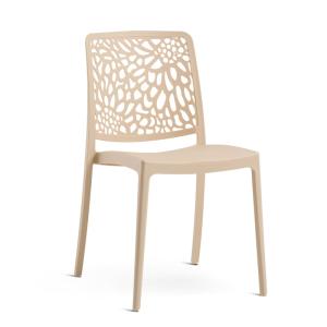 Lot de 6 chaises de jardin empilables en polypropylène crem…
