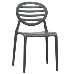 Lot de 6 chaises de jardin en plastique gris