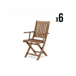 Lot de 6 chaises de jardin pliante en bois