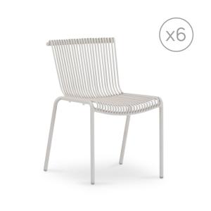 Lot de 6 chaises empilables aluminium beige