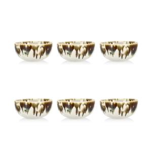 Lot de 6 coupelles abstraites en porcelaine beige 10cm