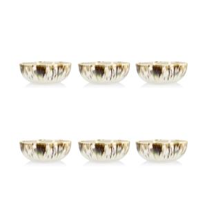 Lot de 6 coupelles abstraites en porcelaine beige 16cm