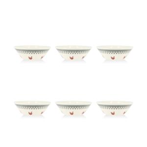 Lot de 6 coupelles en grès 16,5cm avec dessin poule