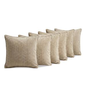 Lot de 6 coussins velours côtelé   Beige 40x40 cm