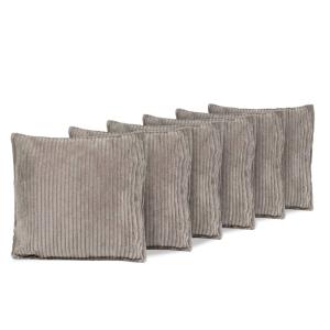 Lot de 6 coussins velours côtelé   Gris Clair 40x40 cm