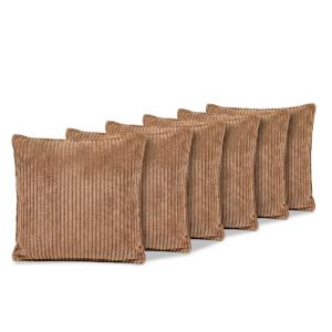 Lot de 6 coussins velours côtelé   Marron 40x40 cm