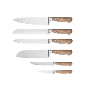 Lot de 6 couteaux de cuisine en inox marron