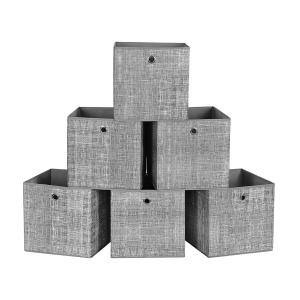 Lot de 6 cubes de rangement pliables gris en tissu non tiss…
