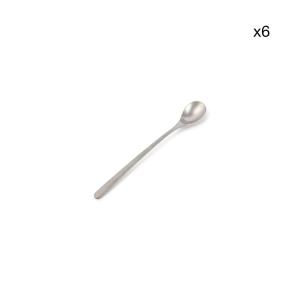 Lot de 6 Cuillère à long drink argent en métal 22cm