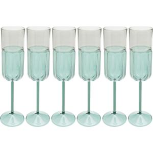 Lot de 6 - Flûte à champagne en verre turquoise