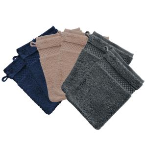 Lot de 6 gants de toilette 15x21 bleu marine en coton 430 g…