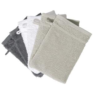 Lot de 6 gants de toilette en acrylique gris 15x20