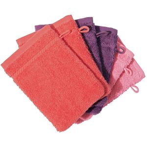 Lot de 6 gants de toilette en acrylique orange corail 15x20