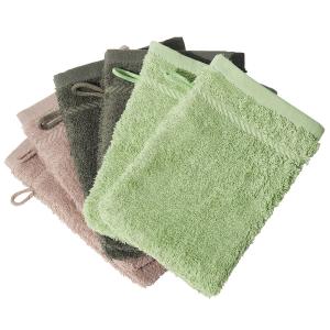 Lot de 6 gants de toilette en acrylique vert 15x20