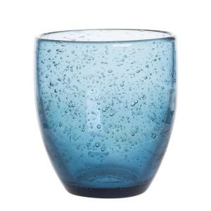 Lot de 6 gobelets artisan bullé   bleu en verre