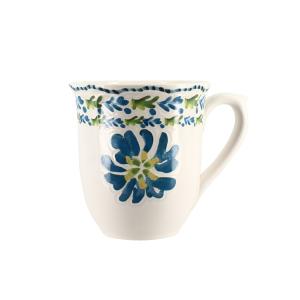 Lot de 6 mugs à motif floral bleu en grès 35cl