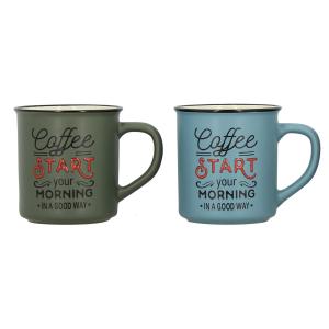 Lot de 6 mugs assortis en grès 42cl