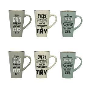 Lot de 6 mugs assortis en grès 51cl