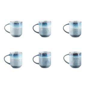 Lot de 6 mugs en grès bleu 40cl