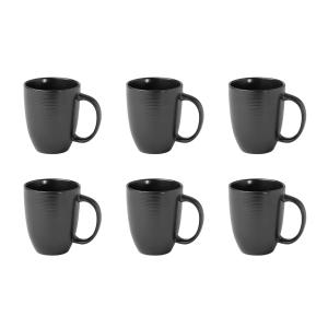 Lot de 6 mugs en grès noir 435ml