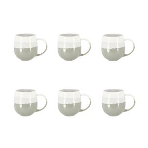 Lot de 6 mugs vert amande en grès 44cl