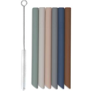 Lot de 6 pailles en silicone multicolores