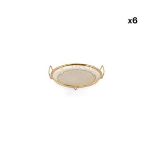 Lot de 6 panier en fil or en métal 19,5xh3cm