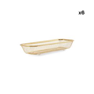 Lot de 6 panier en fil or en métal 31x13xh5,5cm