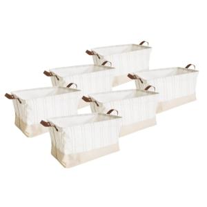 Lot de 6 paniers de rangement tissu beige avec rayure 40 x…