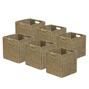 Lot de 6 paniers pliables en jonc de mer naturel 31 x 31 x…