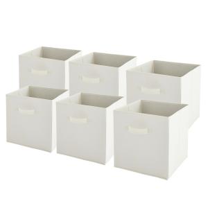 Lot de 6 paniers  pliables en tissu blanc 27x27x27cm