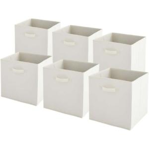 Lot de 6 paniers pliables en tissu blanc 31 x 31 x 31 cm