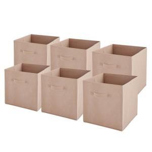 Lot de 6 paniers pliables en tissu rose 27 x 27 x 27 cm