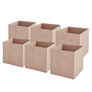 Lot de 6 paniers  pliables en tissu rose 27x27x27cm