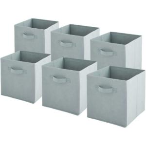 Lot de 6 paniers pliables en tissu sauge 31 x 31 x 31 cm