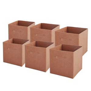 Lot de 6 paniers  pliables en tissu terracotta 27x27x27cm