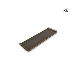 Lot de 6 plat de service vert en porcelaine 30x9,5cm