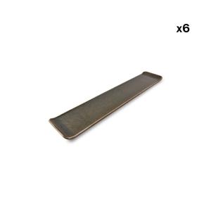 Lot de 6 plat de service vert en porcelaine 46,5x9,5cm