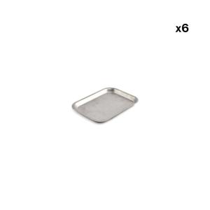 Lot de 6 plateau de service argent en métal 19x14xh1,5cm