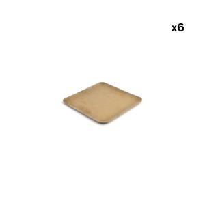 Lot de 6 plateau de service argent en métal 19x19xh0,5cm