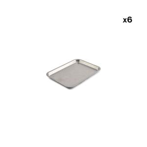 Lot de 6 plateau de service argent en métal 22x16xh1,5cm