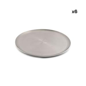 Lot de 6 plateau de service argent en métal 44,5xh1cm