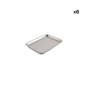 Lot de 6 plateau de service argent en métaux 25x18,5xh1,5cm