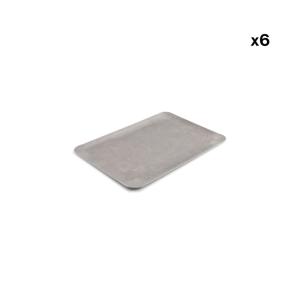 Lot de 6 plateau de service argent en métaux 30x20xh1cm