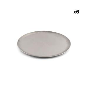 Lot de 6 plateau de service argent en métaux 40xh1,5cm
