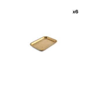 Lot de 6 plateau de service or en métal 19x14xh1,5cm