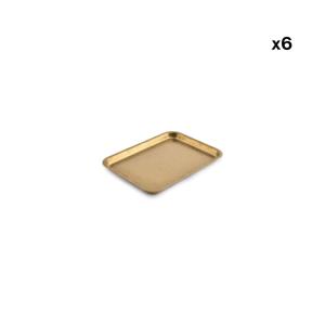 Lot de 6 plateau de service or en métal 22x16xh1,5cm