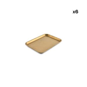 Lot de 6 plateau de service or en métal 25x18,5xh1,5cm