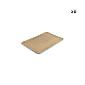 Lot de 6 plateau de service or en métal 30x20xh1cm